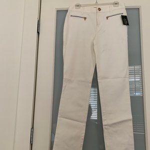 Ralph Lauren High Waisted White Jeans with Zippers